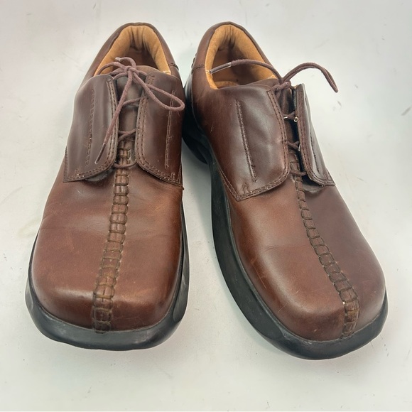 EARTH Y2K Mens Heritage 2 Brown Leather Square Toe Oxford Chunky Heel Shoes 10.5 - Picture 2 of 13